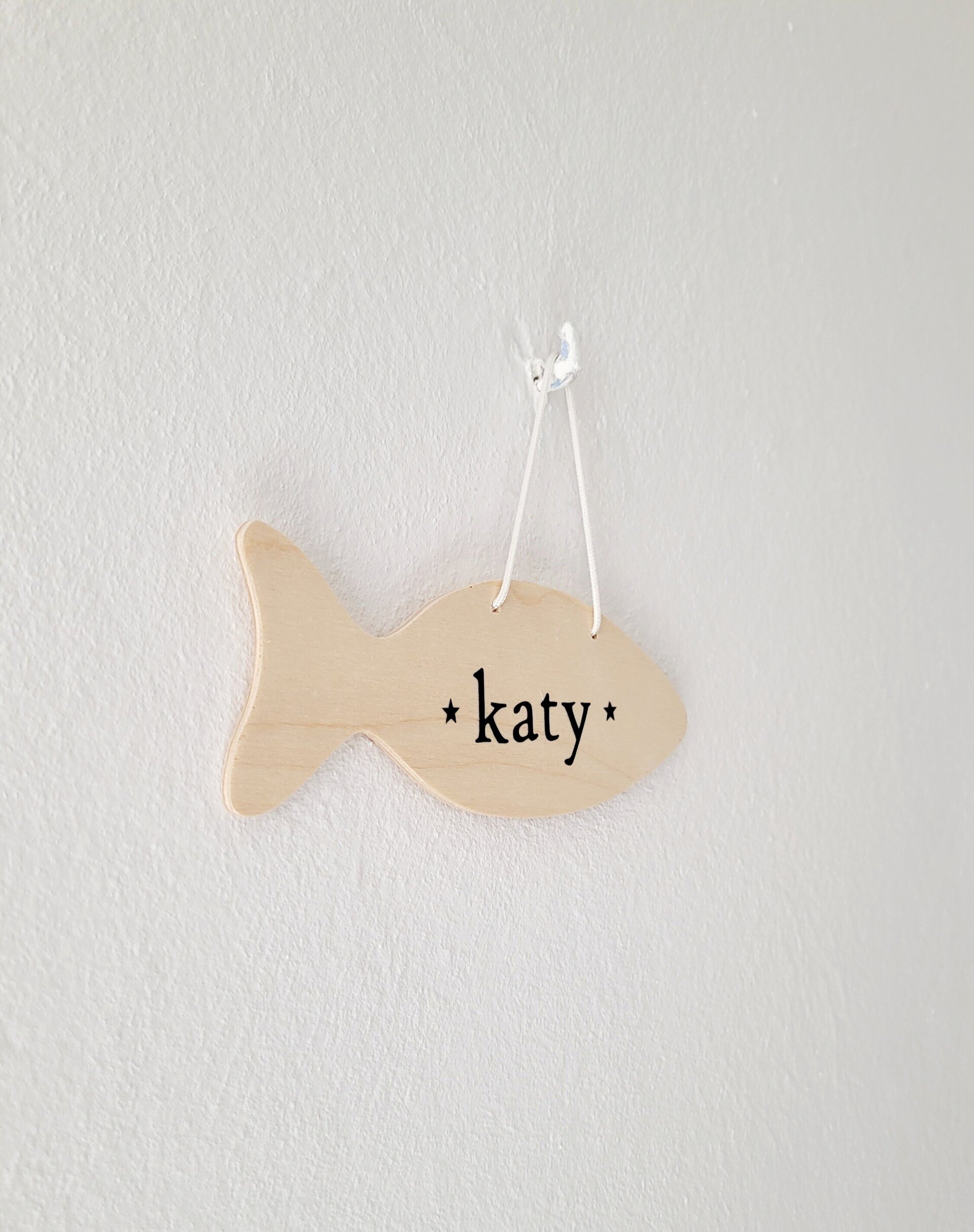 Cartel de madera Personalizado para Gato - forma de Pez - 3