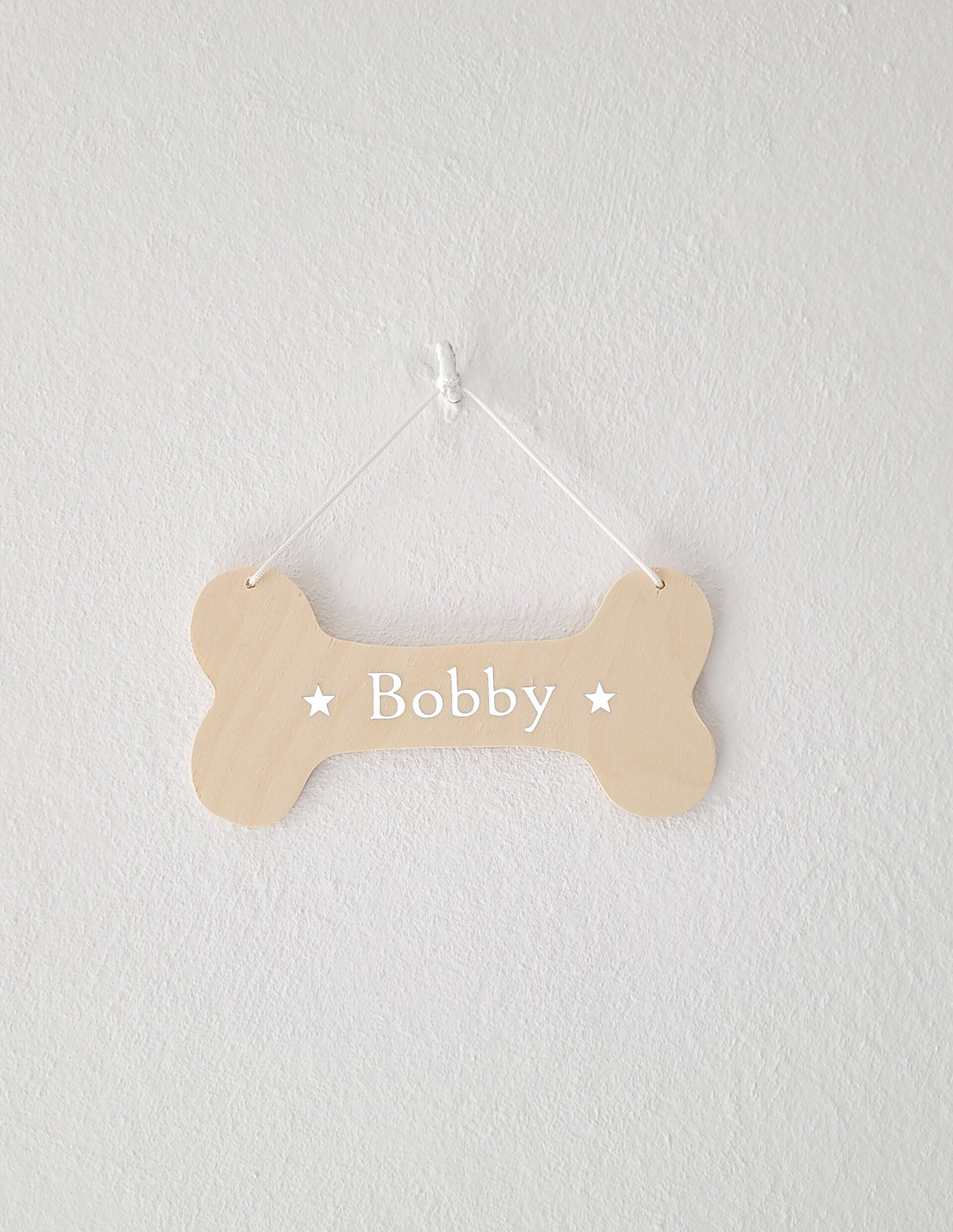 Cartel de madera Personalizado para perrros - forma de Hueso - 4